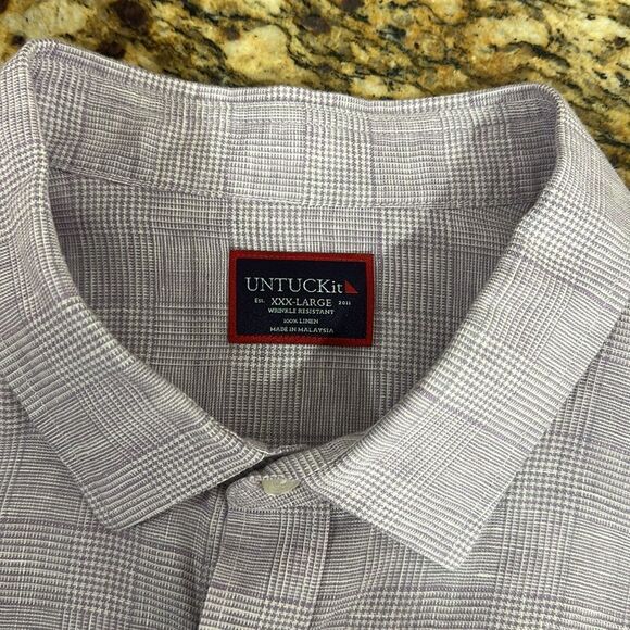 UNTUCKit Plaid Linen Wrinkle Resistant Long Sleeve Button Down Shirt Size XXXL - Picture 4 of 10